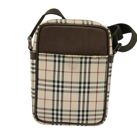 BURBERRY Nova Check Shoulder Bag Canvas Beige Silver Auth ep9111 - Picture 2 of 16